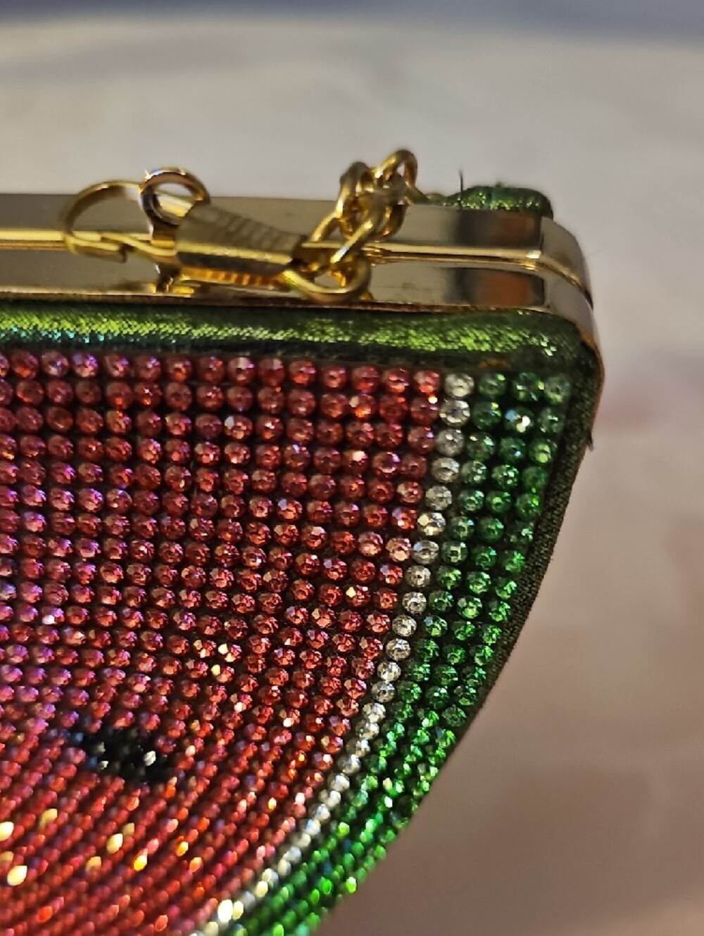 Watermelon Crystal Clutch Bag - Pink/Green - Picture 5 of 14